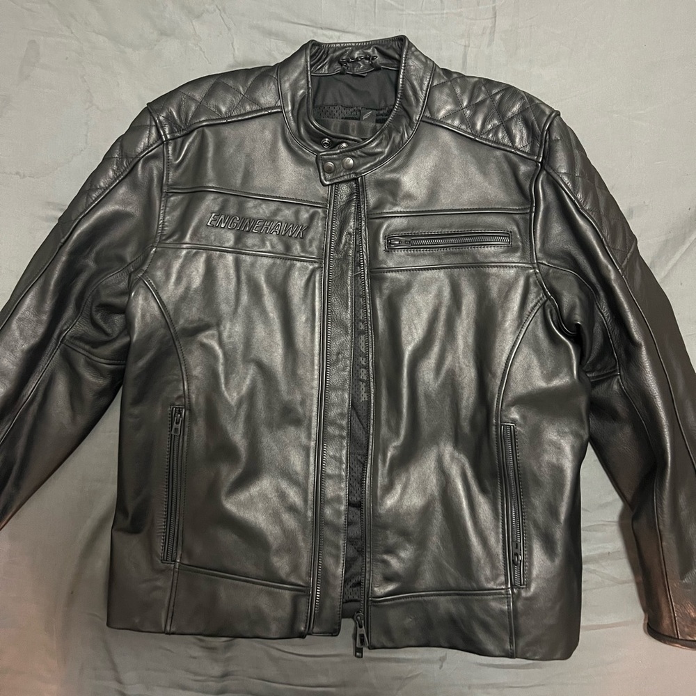 RUROC ENGINEHAWK 50 CAL Motorcycle Leather Jacket Size XXL